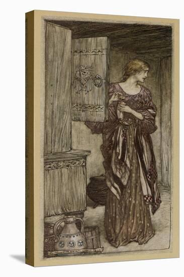 Hunding's Draught-Arthur Rackham-Stretched Canvas