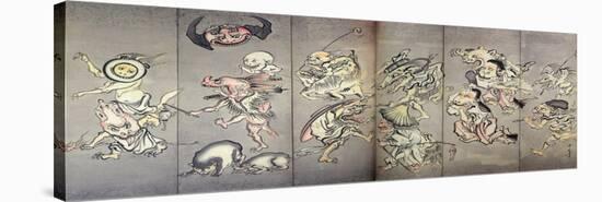 Hundreds Demon March at Night-Kyosai Kawanabe-Stretched Canvas