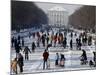 Hundreds Enjoy the Cold Weather on the Frozen Canal Near the Baroque Castle Nymphenburg in Munich-null-Mounted Photographic Print