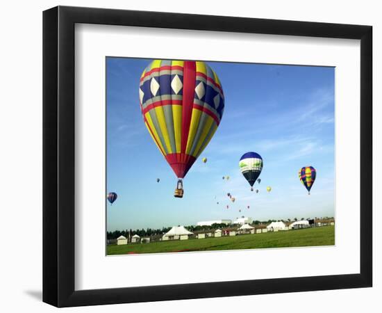 Hundreds of Balloon Fly Over the Early Morning Sky of Johnson Space Center Houston-null-Framed Photographic Print