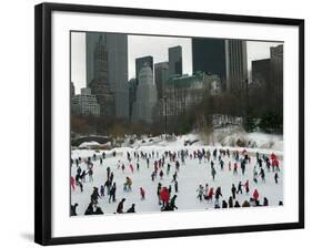 Hundreds of Ice Skaters Crowd Wollman Rink-null-Framed Photographic Print