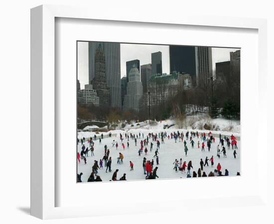 Hundreds of Ice Skaters Crowd Wollman Rink-null-Framed Photographic Print