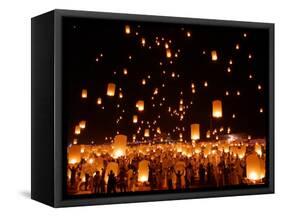 Hundreds of Lanterns are Released During a Memorial Service-null-Framed Stretched Canvas