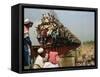 Hundreds of Muslim Pilgrims Ride on a Train Passing on a Bridge at Gazipur-null-Framed Stretched Canvas