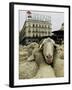 Hundreds of Sheep are Driven Along Sol Square During the Annual Parade Through Madrid-null-Framed Premium Photographic Print