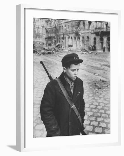 Hungarian Boy Freedom Fighter, During Workers Revolution Against Soviet Backed Communist Government-null-Framed Photographic Print