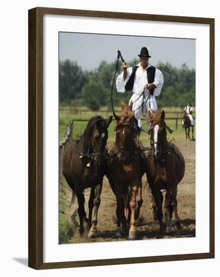 Hungarian Cowboy Horse Show, Bugaci Town, Kiskunsagi National Park, Hungary-Christian Kober-Framed Photographic Print