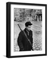 Hungarian Freedom Fighter During Revolution Against Soviet Backed Government-Michael Rougier-Framed Photographic Print