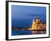 Hungarian Parliament Building and Danube River at Night, UNESCO World Heritage Site, Budapest-Ben Pipe-Framed Photographic Print