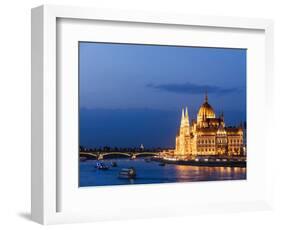 Hungarian Parliament Building and Danube River at Night, UNESCO World Heritage Site, Budapest-Ben Pipe-Framed Photographic Print