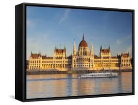 Hungarian Parliament Building and River Danube, Budapest, Hungary-Doug Pearson-Framed Stretched Canvas