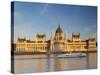 Hungarian Parliament Building and River Danube, Budapest, Hungary-Doug Pearson-Stretched Canvas