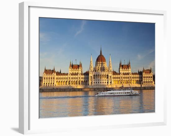 Hungarian Parliament Building and River Danube, Budapest, Hungary-Doug Pearson-Framed Photographic Print