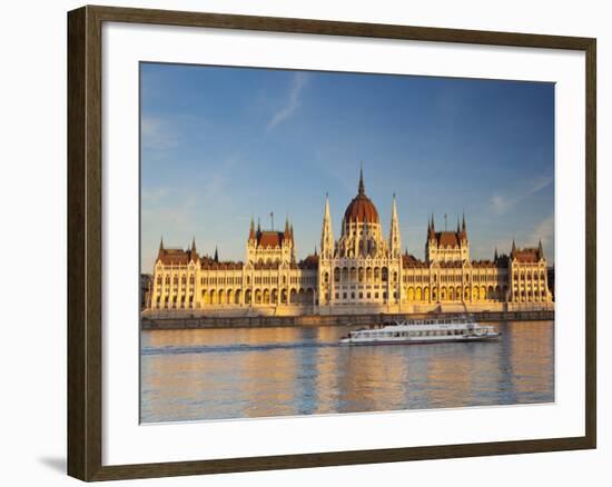 Hungarian Parliament Building and River Danube, Budapest, Hungary-Doug Pearson-Framed Photographic Print