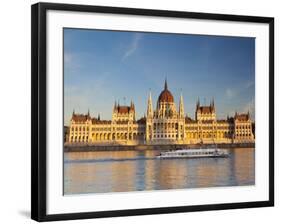 Hungarian Parliament Building and River Danube, Budapest, Hungary-Doug Pearson-Framed Photographic Print