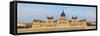 Hungarian Parliament Building and the River Danube Illuminated at Dusk, Budapest, Hungary-Doug Pearson-Framed Stretched Canvas