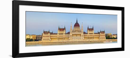 Hungarian Parliament Building and the River Danube Illuminated at Dusk, Budapest, Hungary-Doug Pearson-Framed Photographic Print