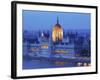 Hungarian Parliament Building at Dusk, Budapest, Hungary-Neil Farrin-Framed Photographic Print