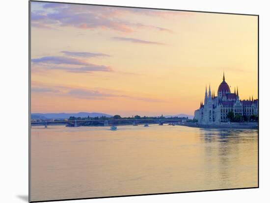 Hungarian Parliament Building at Sunrise, Budapest, Hungary-Neil Farrin-Mounted Photographic Print