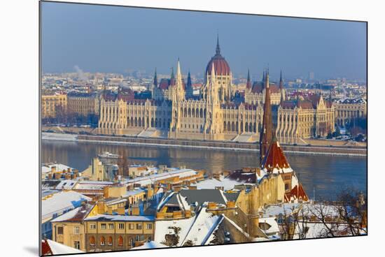 Hungarian Parliament Illuminated by Warm Light on a Winter Afternoon, Budapest, Hungary, Europe-Doug Pearson-Mounted Photographic Print