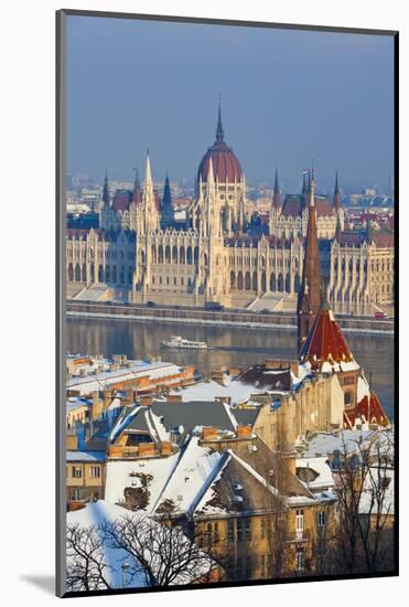 Hungarian Parliament Illuminated by Warm Light on a Winter Afternoon, Budapest, Hungary, Europe-Doug Pearson-Mounted Photographic Print
