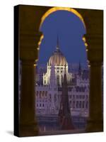 Hungarian Parliament Seen from Fishermans Bastion, Budapest, Hungary-Doug Pearson-Stretched Canvas