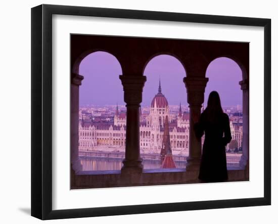 Hungarian Parliament Seen from Fishermans Bastion, Budapest, Hungary-Doug Pearson-Framed Photographic Print