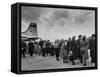 Hungarian Political Refugees Getting Off an Airplane-Carl Mydans-Framed Stretched Canvas