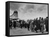 Hungarian Political Refugees Getting Off an Airplane-Carl Mydans-Framed Stretched Canvas