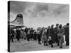 Hungarian Political Refugees Getting Off an Airplane-Carl Mydans-Stretched Canvas