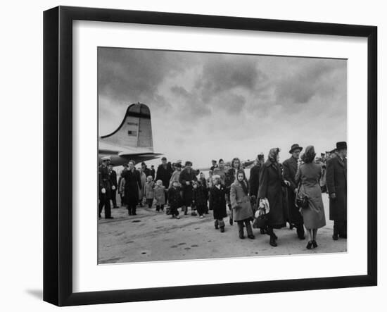 Hungarian Political Refugees Getting Off an Airplane-Carl Mydans-Framed Photographic Print