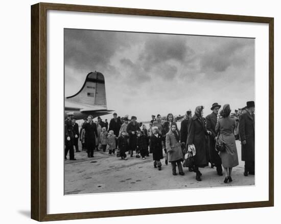 Hungarian Political Refugees Getting Off an Airplane-Carl Mydans-Framed Photographic Print