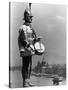 Hungarian Royal Guardsman in Gala-Uniform, St. Gellert Hill, Overlooking Budapest and Royal Castle-null-Stretched Canvas