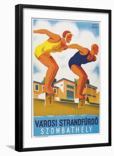Hungarian Swim Meet Poster-null-Framed Art Print