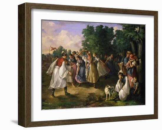 Hungarian Villagers Dancing-János Jankó-Framed Giclee Print