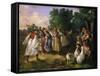 Hungarian Villagers Dancing-János Jankó-Framed Stretched Canvas