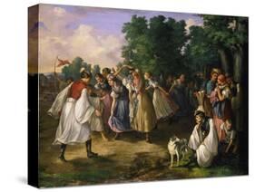 Hungarian Villagers Dancing-János Jankó-Stretched Canvas