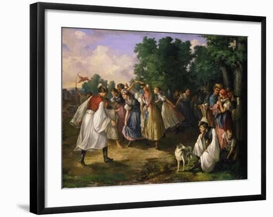 Hungarian Villagers Dancing-János Jankó-Framed Giclee Print