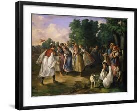 Hungarian Villagers Dancing-János Jankó-Framed Giclee Print