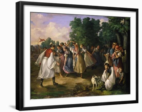 Hungarian Villagers Dancing-János Jankó-Framed Giclee Print