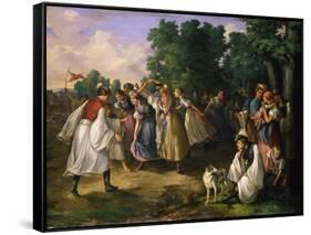 Hungarian Villagers Dancing-János Jankó-Framed Stretched Canvas