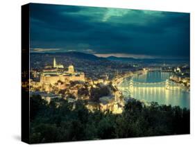 Hungary, Budapest, Castle District, Royal Palace and Chain Bridge over River Danube-Michele Falzone-Stretched Canvas