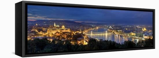 Hungary, Budapest, Castle District, Royal Palace and Chain Bridge over River Danube-Michele Falzone-Framed Stretched Canvas