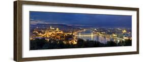 Hungary, Budapest, Castle District, Royal Palace and Chain Bridge over River Danube-Michele Falzone-Framed Photographic Print