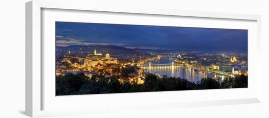 Hungary, Budapest, Castle District, Royal Palace and Chain Bridge over River Danube-Michele Falzone-Framed Photographic Print