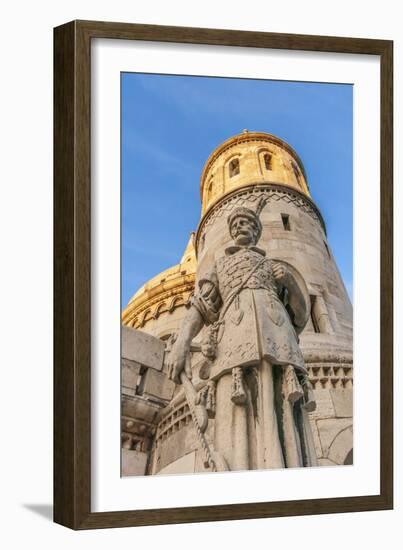 Hungary, Budapest. Fisherman's Bastion and statue of Janos Hunyadi.-Tom Haseltine-Framed Photographic Print