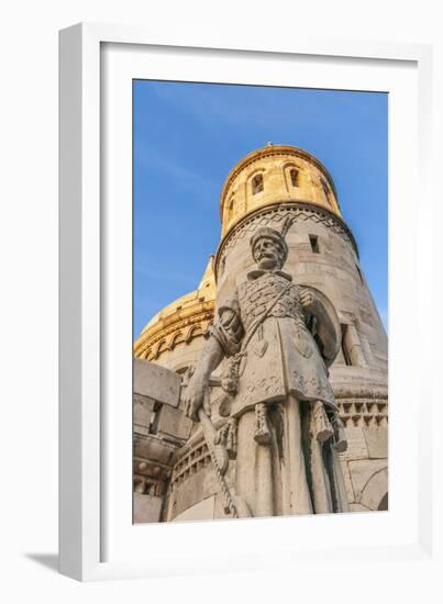 Hungary, Budapest. Fisherman's Bastion and statue of Janos Hunyadi.-Tom Haseltine-Framed Photographic Print