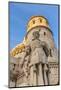 Hungary, Budapest. Fisherman's Bastion and statue of Janos Hunyadi.-Tom Haseltine-Mounted Photographic Print