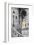 Hungary, Budapest. Light hitting lamppost, staircase, and dragon statue-Tom Haseltine-Framed Photographic Print