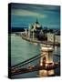 Hungary, Budapest, Parliament Buildings, Chain Bridge and River Danube-Michele Falzone-Stretched Canvas